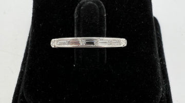 Seven Diamond Platinum Band Ring Circa 1950s