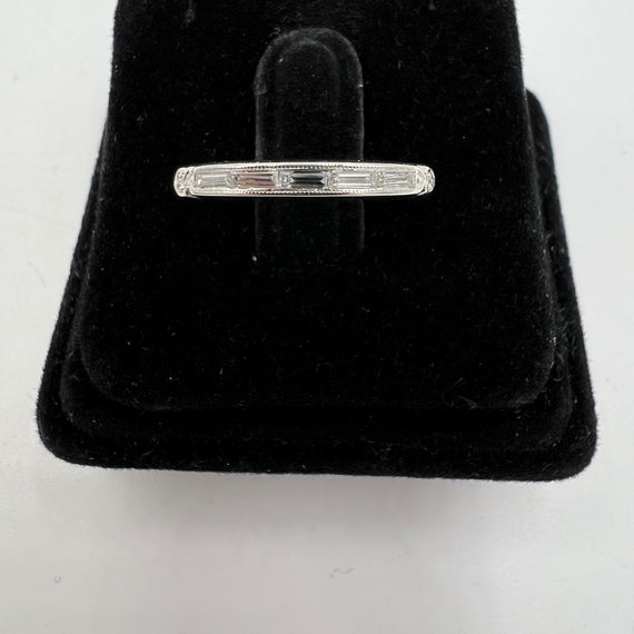 Seven Diamond Platinum Band Ring Circa 1950s