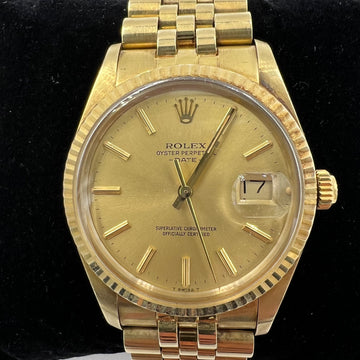 1982 Rolex Oyster Perpetual Date 14k Yellow Gold Wristwatch
