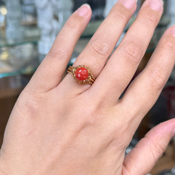Estate Corletto Italian 18k Yellow Gold Coral Twisted Rope Ring - Jacob's Diamond and Estate Jewelry