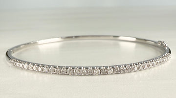 Diamond Half Bangle Bracelet 14k White Gold