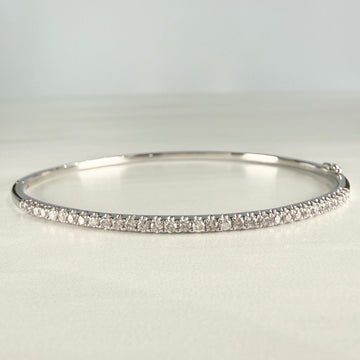 Diamond Half Bangle Bracelet 14k White Gold