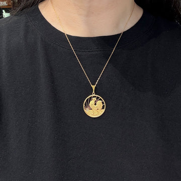 Antique Rooster at Sunrise Diamond Pendant 18k Yellow Gold - Jacob's Diamond and Estate Jewelry