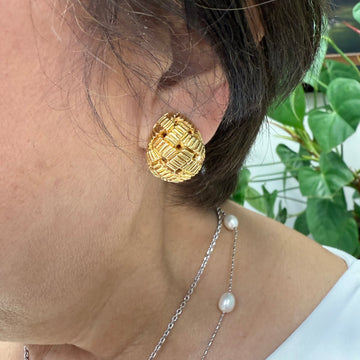 Kurt Wayne Basket Weave 18k Yellow Gold Clip On Earrings - Jacob's Diamond and Estate Jewelry