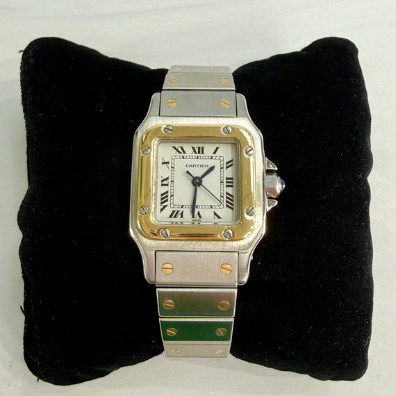 Cartier Santos Watch White Dial 18k YG/SS 1980's