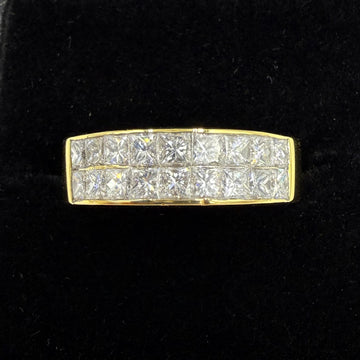 Ambar Quadrillion Two Row Diamond 18k Yellow Gold Band Ring - Jacob's Diamond and Estate Jewelry
