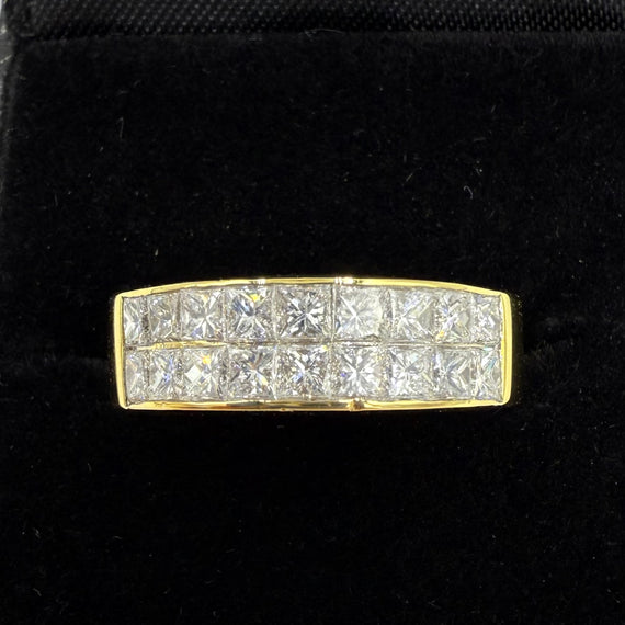 Ambar Quadrillion Two Row Diamond 18k Yellow Gold Band Ring - Jacob's Diamond and Estate Jewelry