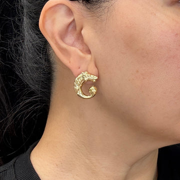 Horse Earrings Omega Backs 14k Gold - Jacob's Diamond and Estate Jewelry