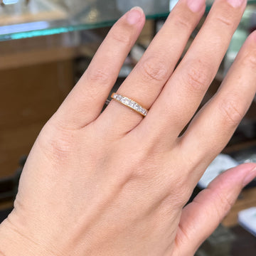 1990's Princess Cut Diamond Band Ring 18k Yellow Gold - Jacob's Diamond and Estate Jewelry