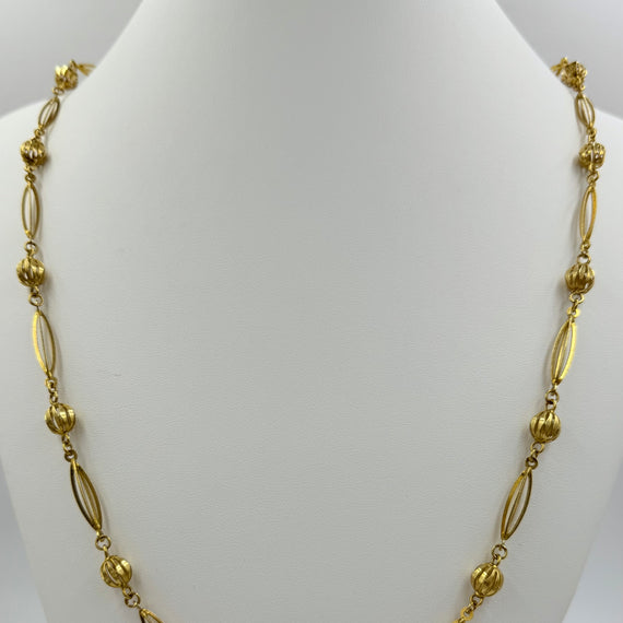 1960s Vintage Italian 39 Inch 18k Yellow Gold Necklace