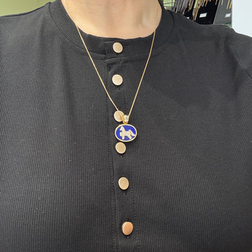 1990's Diamond Sapphire and Lapis Horse Pendant 18k/14k Yellow Gold - Jacob's Diamond and Estate Jewelry