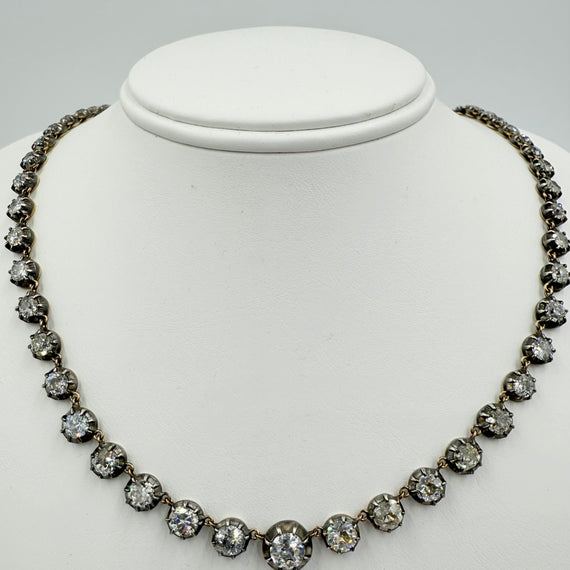 18.36 Carat Old Mine Cut Diamond Riviera Necklace - Jacob's Diamond and Estate Jewelry