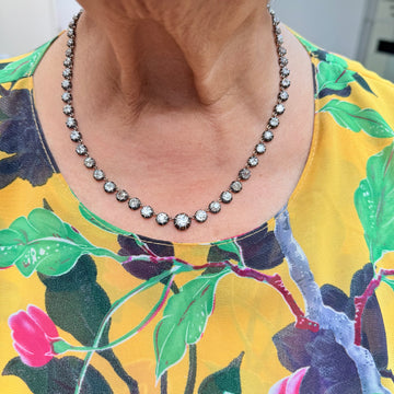 18.36 Carat Old Mine Cut Diamond Riviera Necklace - Jacob's Diamond and Estate Jewelry