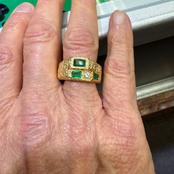 Emerald Diamond 18k Yellow Gold Ring Size 11.5 - Jacob's Diamond and Estate Jewelry
