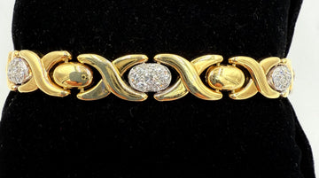 1990s Diamond 14k Gold Bracelet