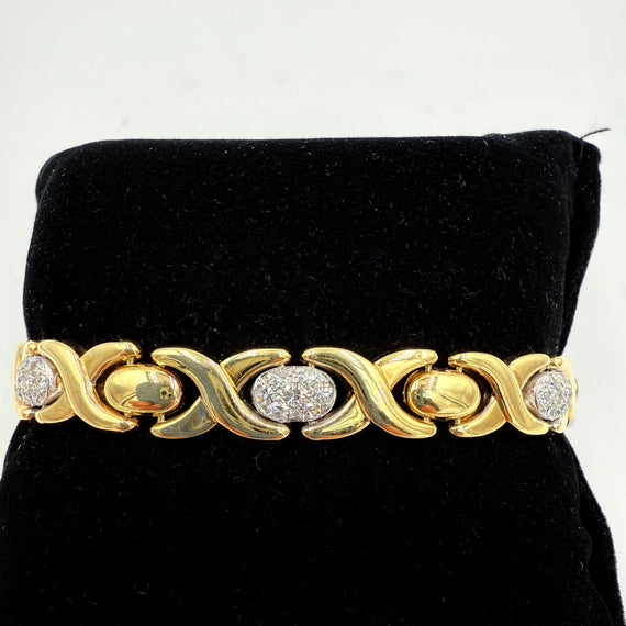 1990s Diamond 14k Gold Bracelet - Jacob's Diamond and Estate Jewelry