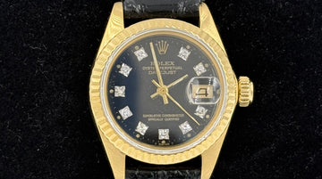 Ladies Rolex 1981 Datejust 18k Yellow Gold Wristwatch With Leather Strap