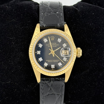 Ladies Rolex 1981 Datejust 18k Yellow Gold Wristwatch With Leather Strap - Jacob's Diamond and Estate Jewelry