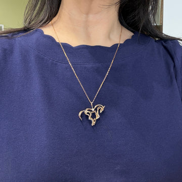 1970's 3D Diamond Horse Pendant 14k Yellow Gold - Jacob's Diamond and Estate Jewelry
