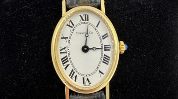 Ladies Tiffany 1970s 14k Yellow Gold Wristwatch With Leather Strap