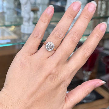 Vintage 1940's Old Mine Cut Diamond Halo Ring 14k Gold - Jacob's Diamond and Estate Jewelry