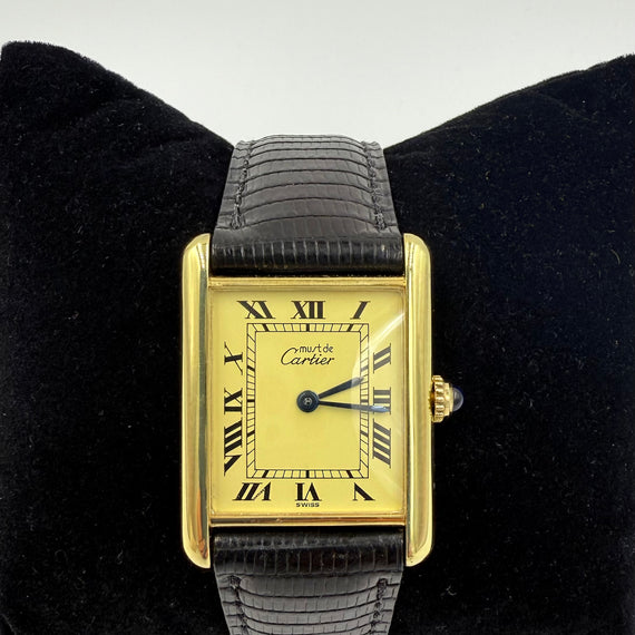 Must De Cartier Large Tank Vermeil Quartz Wristwatch Circa 1990s