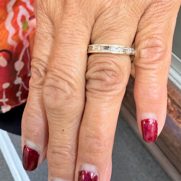 Baguette Diamond 14k Yellow Gold Eternity Band Ring Size 5 Minus - Jacob's Diamond and Estate Jewelry