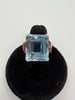 1940s Retro Aquamarine And Ruby 14k Gold Solitaire Ring