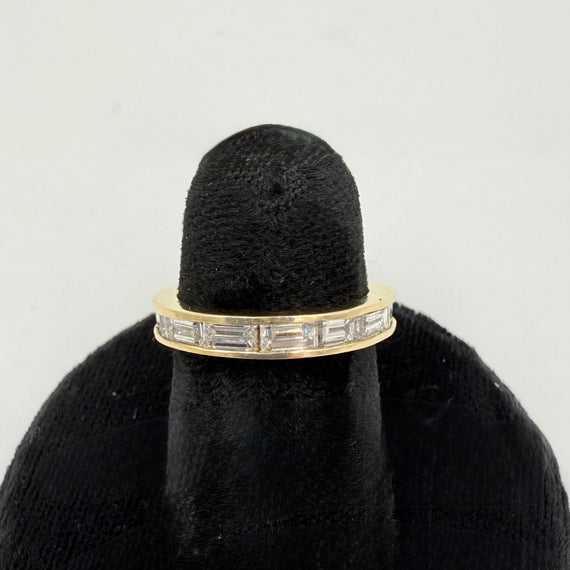 Baguette Diamond 14k Yellow Gold Eternity Band Ring Size 5 Minus - Jacob's Diamond and Estate Jewelry