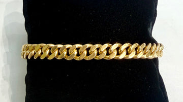 Vintage 1950's Portuguese Curb Link Bracelet 19k Yellow Gold
