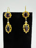 Vintage Garnet Pearl Drop Earrings 14k Yellow Gold
