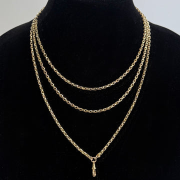 Antique Victorian 57" Long Guard Chain Charles Daniel Broughton 9k