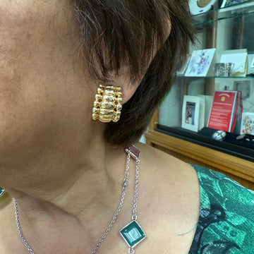 Yellow Gold Half Hoop Clip On Earrings Circa 1980s - Jacob's Diamond and Estate Jewelry