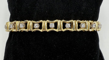 1970s 14k Yellow Gold Diamond Bracelet