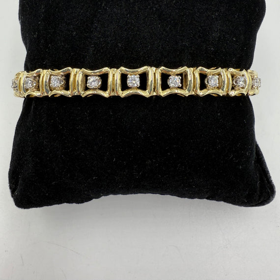 1970s 14k Yellow Gold Diamond Bracelet - Jacob's Diamond and Estate Jewelry