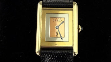 Must De Cartier Large Tank Vermeil TriColor Dial Wristwatch