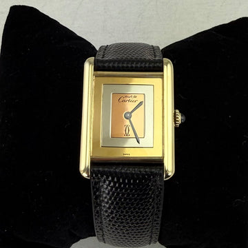 Must De Cartier Large Tank Vermeil TriColor Dial Wristwatch - Jacob's Diamond and Estate Jewelry