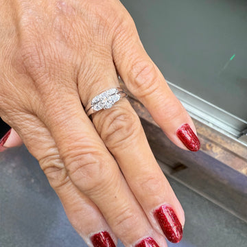 Vintage Diamond Platinum Engagement Ring Set Circa 1950s - Jacob's Diamond and Estate Jewelry