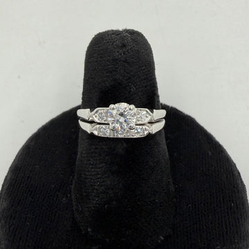 Vintage Diamond Platinum Engagement Ring Set Circa 1950s - Jacob's Diamond and Estate Jewelry