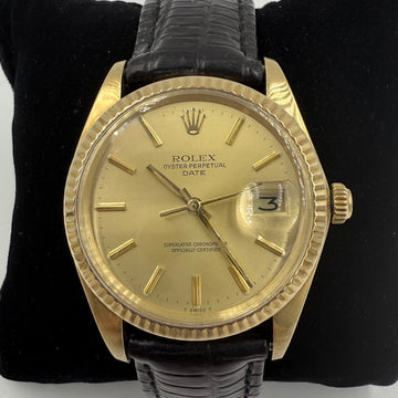 1980 Rolex Oyster Date 34mm 14k Yellow Gold Wristwatch
