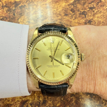 1980 Rolex Oyster Date 34mm 14k Yellow Gold Wristwatch