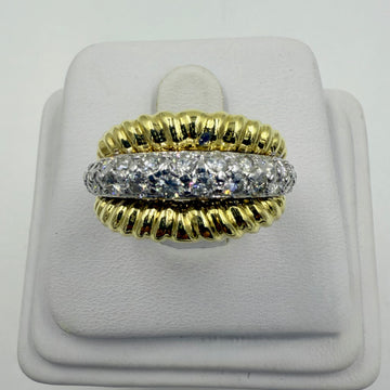 1980s Diamond 18k Two Tone Dome Ring