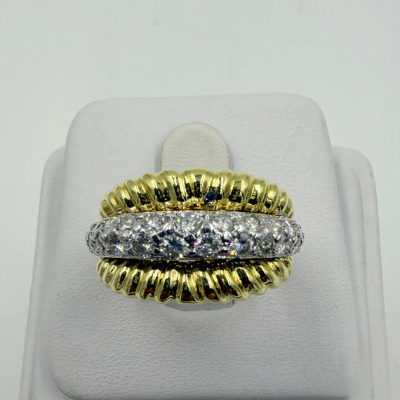 1980s Diamond 18k Two Tone Dome Ring