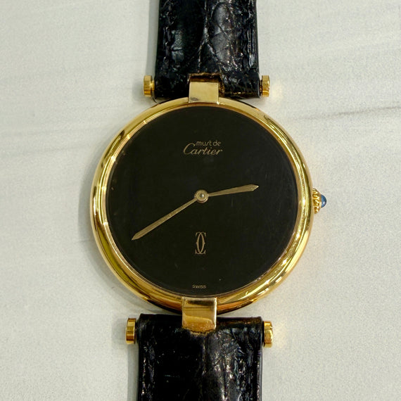 Vintage Cartier Vendome Vermeil 925 case quartz Large size Men's