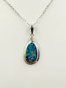 Boulder Opal Diamond White Gold Pendant Necklace
