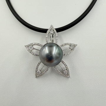 Tahitian Pearl And Diamond White Gold Pendant Necklace