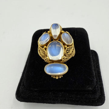 Arts And Crafts Moonstone 14k Yellow Gold Ring Circa 1915