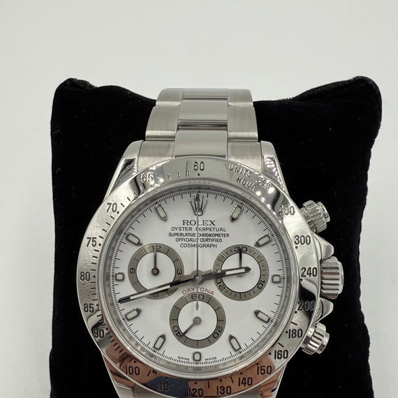 Rolex Daytona White Dial Stainless Steel Wristwatch 116520 - Jacob's Diamond and Estate Jewelry