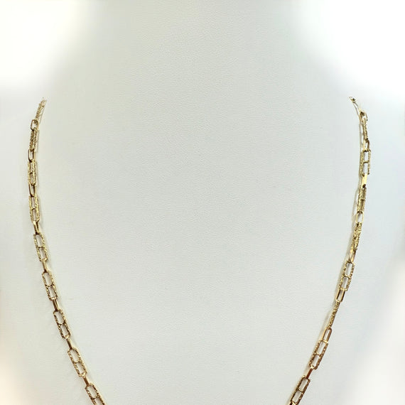 1970s Textured 18k Yellow Gold Link Chain Necklace - Jacob's Diamond and Estate Jewelry