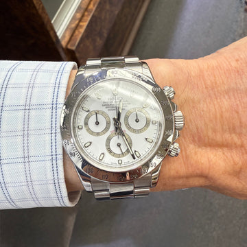 Rolex Daytona White Dial Stainless Steel Wristwatch 116520 - Jacob's Diamond and Estate Jewelry